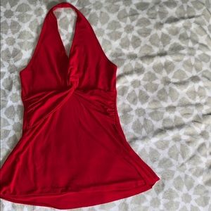 Red halter neck top